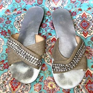 Botkier Linen Crystal Flat Sandals size 9